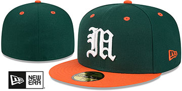 Miami NCAA BASEBALL ONFIELD Green-Orange Fitted Hat by New Era