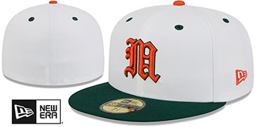 Miami 'NCAA BASEBALL ONFIELD' White-Green Fitted Hat by New Era