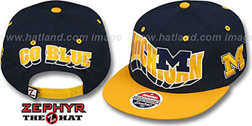 Michigan 2T FLASHBACK SNAPBACK Navy-Gold Hat by Zephyr