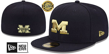 Michigan GOLD-METALLIC Black Fitted Hat by New Era