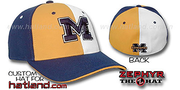 Michigan TWIST Gold-White-Navy Fitted Hat by Zephyr