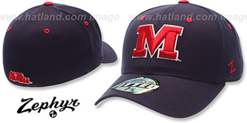 Mississippi 'DH' Fitted Hat by Zephyr - navy