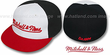 Mitchell and Ness PINWHEEL White-Black-Red Fitted Hat
