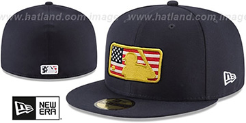 MLB Umpire 2018 JULY 4TH STARS N STRIPES Navy Fitted Hat by New Era