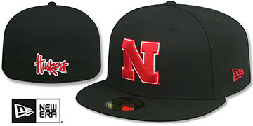 Nebraska NCAA TEAM-BASIC Black Fitted Hat by New Era
