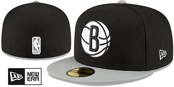 Nets 2T NBA TEAM-BASIC Black-Grey Fitted Hat by New Era