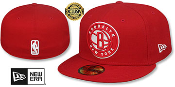 Nets 'NBA TEAM-BASIC' Red-White Fitted Hat by New Era