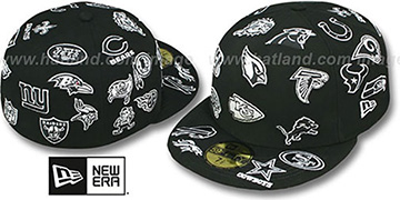 NFL ALL-OVER Black-White Fitted Hat by New Era