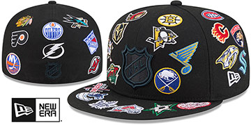 NHL 'ALL-OVER' Black Fitted Hat by New Era