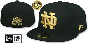 Notre Dame GOLD-METALLIC Black Fitted Hat by New Era