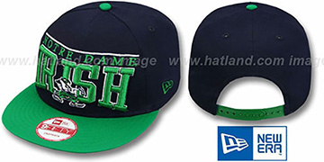 Notre Dame LE-ARCH SNAPBACK Navy-Green Hat by New Era