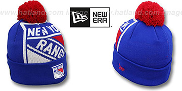 NY Rangers NHL-BIGGIE Royal Knit Beanie Hat by New Era
