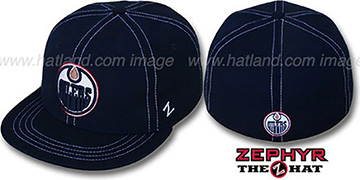 Oilers CONTRAST THREAT Navy Fitted Hat by Zephyr