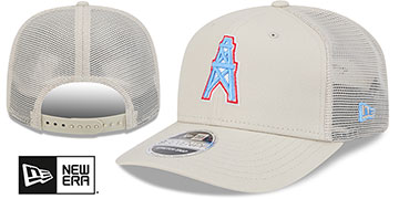 Oilers THROWBACK TEAM-BASIC TRUCKER SNAP Stone Hat by New Era