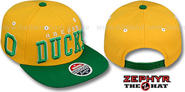 Oregon 2T SUPER-ARCH SNAPBACK Gold-Green Hat by Zephyr