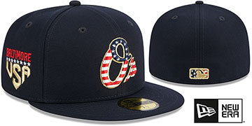 Orioles 2023 JULY 4TH STARS N STRIPES Fitted Hat by New Era