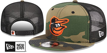 Orioles ARMY CAMO TRUCKER Woodland-Black Hat by New Era