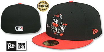Orioles BABY BIRD Black-Orange Fitted Hat by New Era