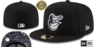 Orioles BLACKDANA BOTTOM Black-White Fitted Hat by New Era