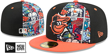 Orioles COMIC HERO Black-Orange Fitted Hat by New Era