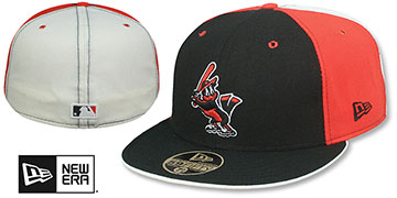Orioles COOPERSTOWN PINWHEEL Black-Orange-White Fitted Hat