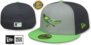 Orioles 'GREY TONE' Grey-Charcoal-Lime Fitted Hat by New Era