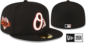 Orioles METALLIC LOGO SIDE-PATCH Black Fitted Hat by New Era