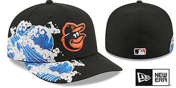 Orioles PRE-CURVED SURF THE WAVE Black Fitted Hat by New Era