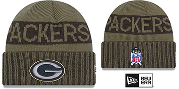 Packers 2025 SALUTE-TO-SERVICE Olive Knit Beanie Hat by New Era