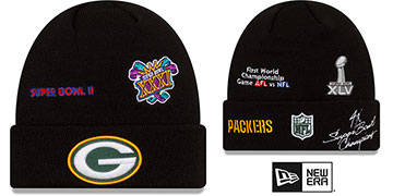 Packers SUPER BOWL ELEMENTS Black Knit Beanie Hat by New Era