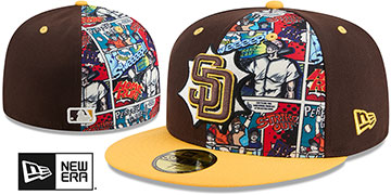 Padres COMIC HERO Brown-Gold Fitted Hat by New Era