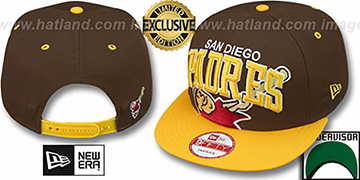 Padres COOP SUPER-LOGO ARCH SNAPBACK Brown-Gold Hat by New Era