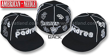 Padres COOPERSTOWN ALL-OVER Black Fitted Hat by American Needle