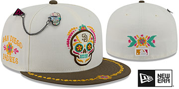 Padres DAY OF THE DEAD Stone-Brown Fitted Hat by New Era