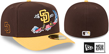 Padres MLB CARTOON  A-FRAME Brown-Gold Fitted Hat by New Era