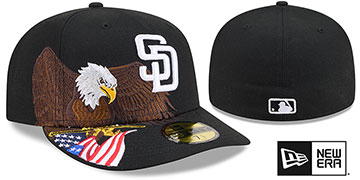Padres PRE-CURVED AMERICAN EAGLE Black Fitted Hat by New Era