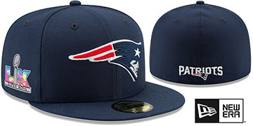 Patriots NFL SUPER BOWL LX ONFIELD Navy Fitted Hat by New Era