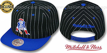 Patriots PINSTRIPE 2T TEAM-BASIC SNAPBACK Black-Royal Adjustable Hat by Mitchell & Ness