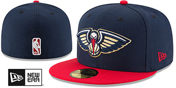Pelicans 2T NBA TEAM-BASIC Navy-Red Fitted Hat by New Era