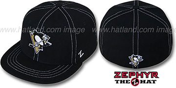 Penguins CONTRAST THREAT Black Fitted Hat by Zephyr
