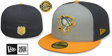 Penguins 'GREY TONE' Grey-Charcoal-Gold Fitted Hat by New Era