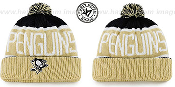 Penguins THE-CALGARY Gold-Black Knit Beanie Hat by Twins 47 Brand