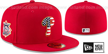 Phillies 2018 JULY 4TH STARS N STRIPES Red Fitted Hat by New Era
