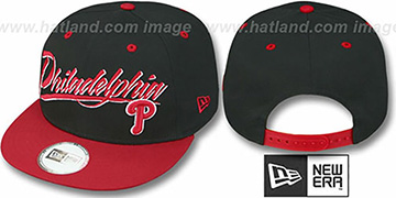 Phillies 2T MLB RETRO-WORD SNAPBACK Black-Red Adjustable Hat by New Era