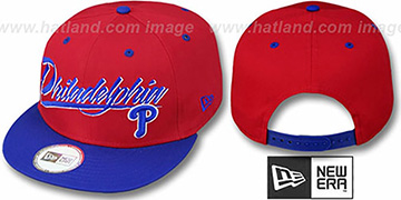 Phillies 2T MLB RETRO-WORD SNAPBACK Red-Royal Adjustable Hat by New Era