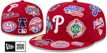 Phillies ALL-OVER Red Fitted Hat by New Era