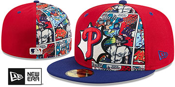 Phillies COMIC HERO Red-Royal Fitted Hat by New Era