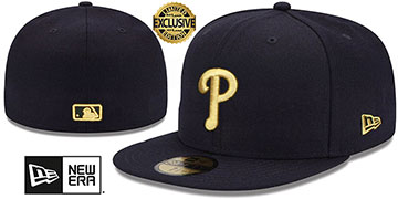 Phillies GOLD-METALLIC Black Fitted Hat by New Era
