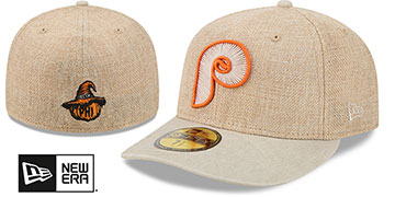 Phillies PC HALLOWEEN BURLAP Tan Fitted Hat by New Era