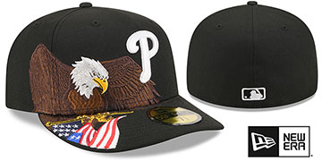 Phillies PRE-CURVED AMERICAN EAGLE Black Fitted Hat by New Era